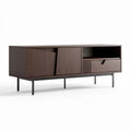 Lage moderne kast van hout met opbergruimte en metalen poten 180 x 45 x 55cm