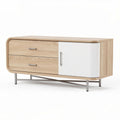 Houten tv-meubel met 2 lades en 1 deur 100 x 40 x 50cm lichtbruin wit