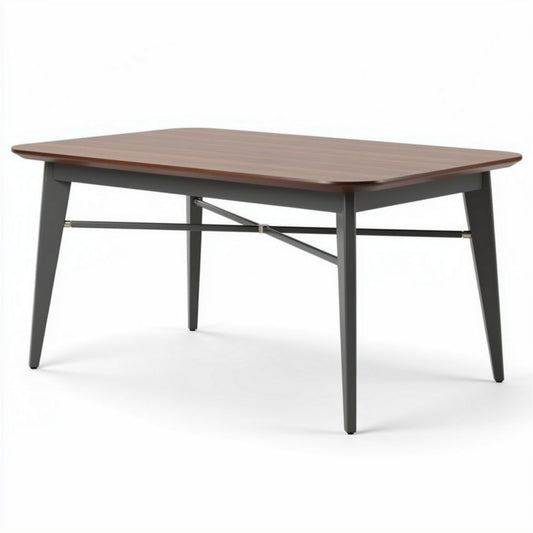 Eettafel van hout en metaal 120 x 80 x 75cm in bruin en zwart
