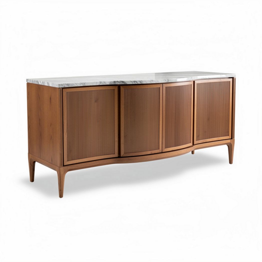 Eikenhouten dressoir met marmeren blad afmetingen 150 x 45 x 80cm