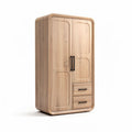 Houten kast met twee deuren en twee lades 80 x 40 x 180cm naturel kleur