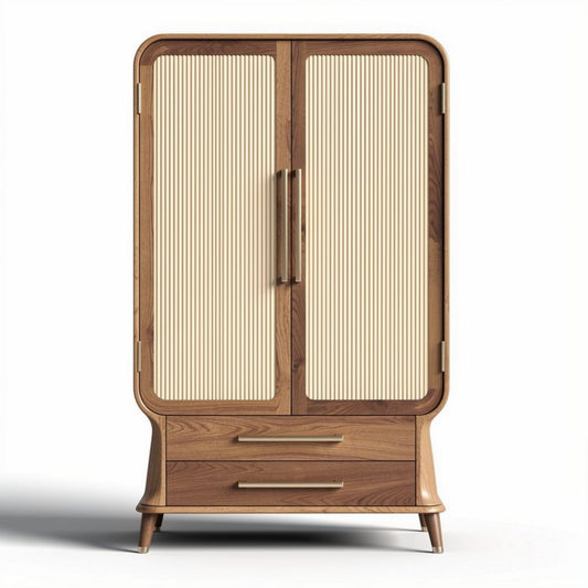 Houten kast met rolgordijnen en twee lades 80 x 40 x 150cm