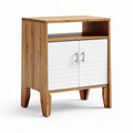Bamboe kast met witte deuren en open bovenblad 60 x 40 x 70cm