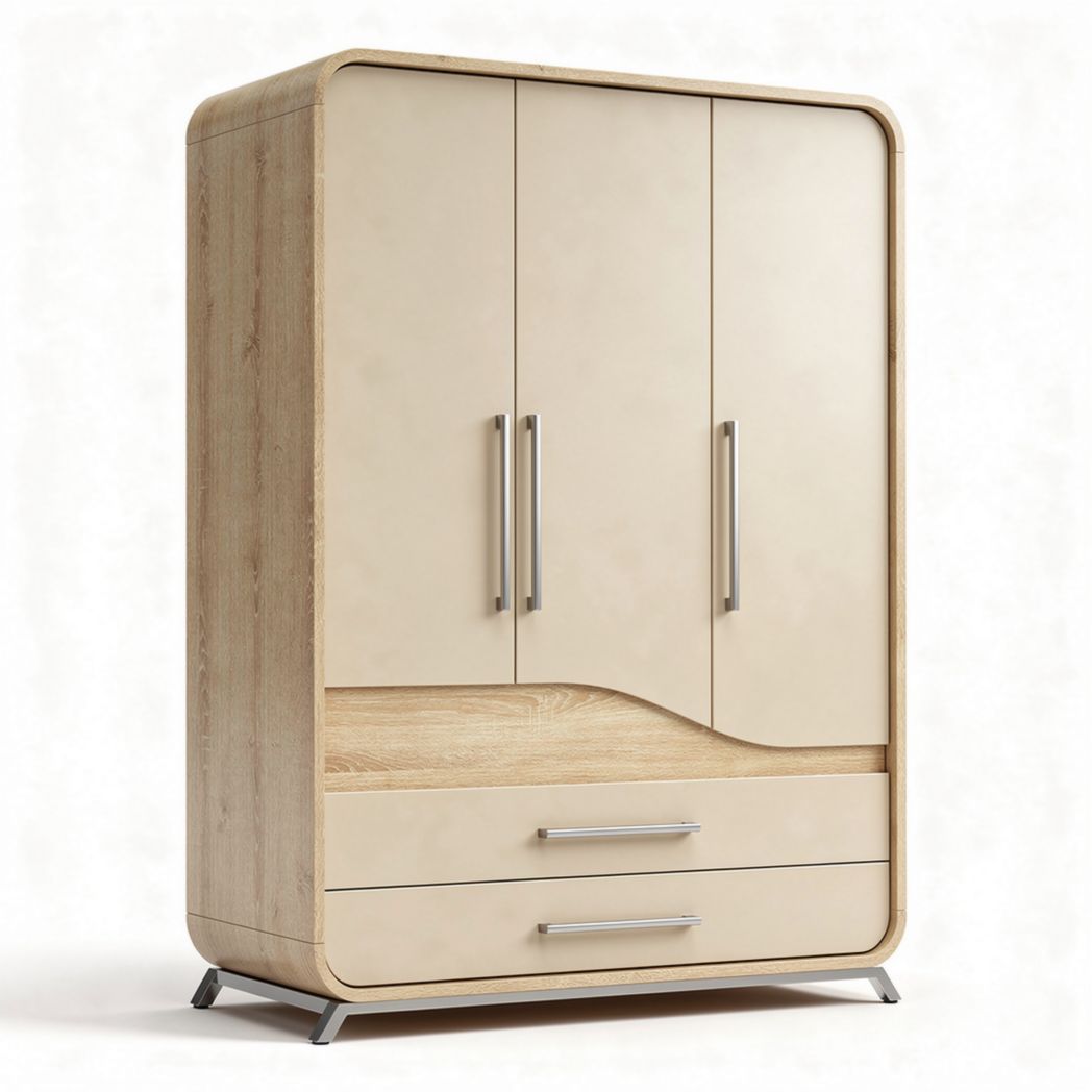 Kast met vier deuren en twee lades van hout en melamine 90 x 45 x 150cm