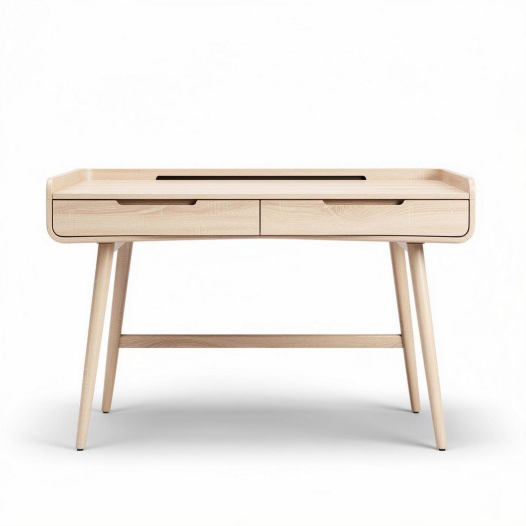 Houten bureau met twee lade en afmetingen 120 x 60 x 75cm naturel beits