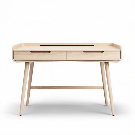 Houten bureau met twee lade en afmetingen 120 x 60 x 75cm naturel beits
