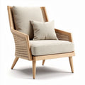Lichtgewicht fauteuil van hout met kussen van stof 85 x 80 x 90cm